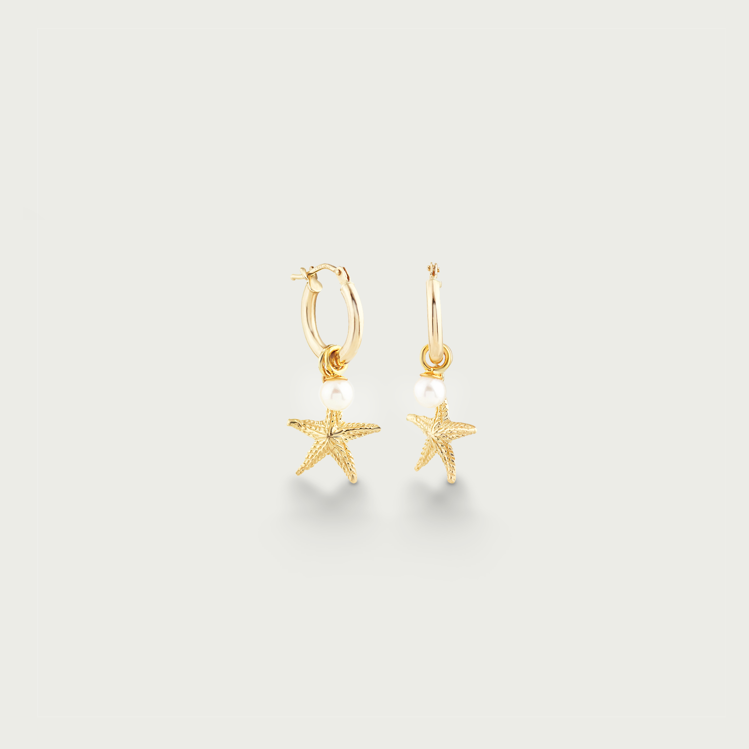 Sail Away Starfish Pearl Hoop Earrings