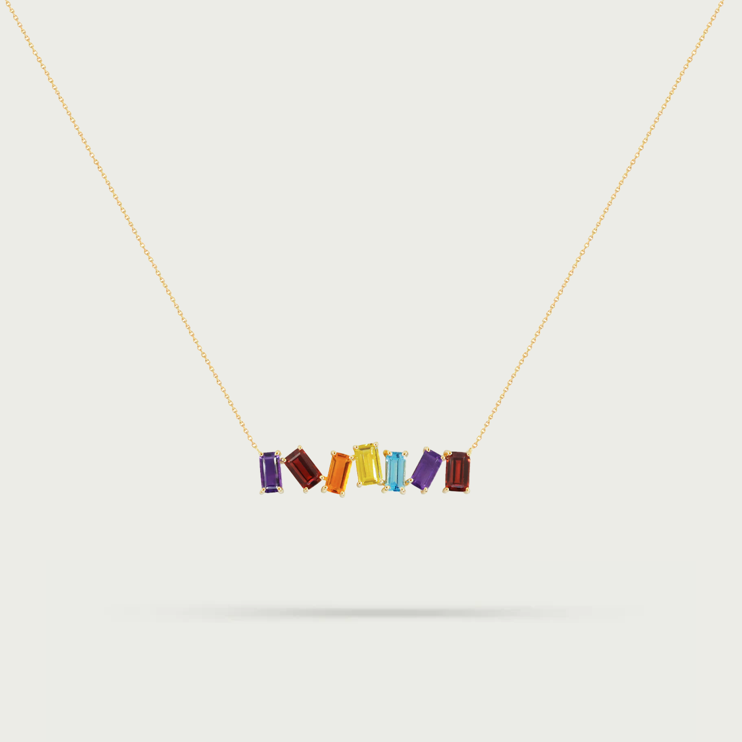 Spectrum Bar Gemstone Necklace