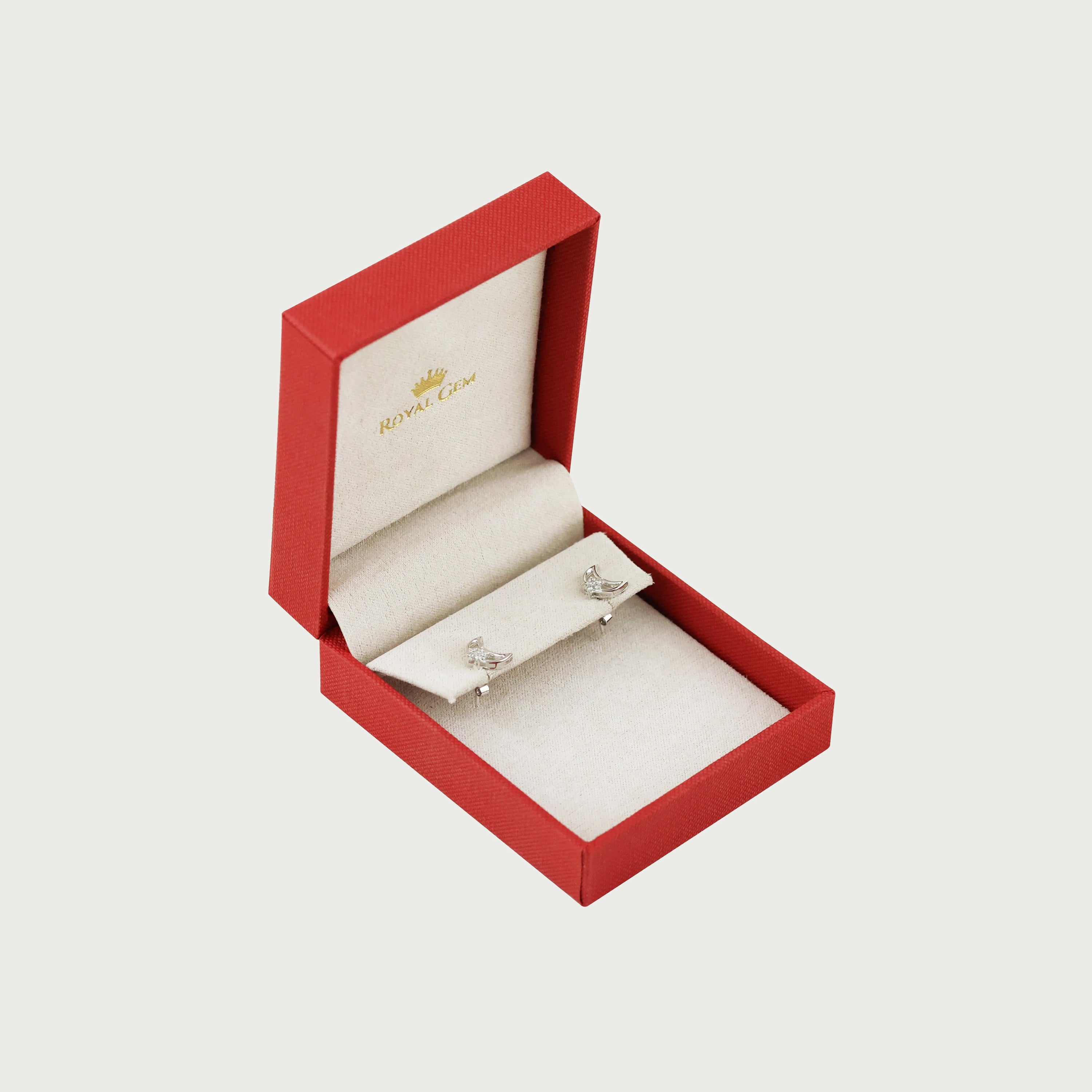 Starlit Crescent Glow Diamond Stud Earrings