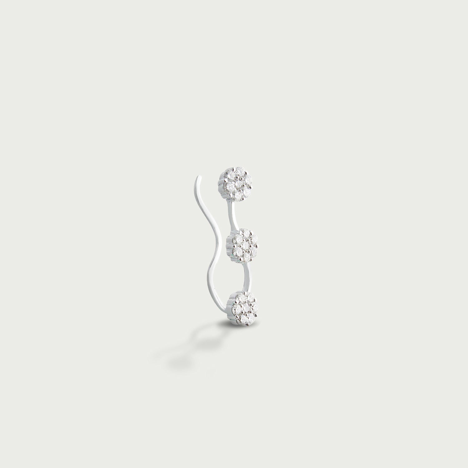 Triple Blossom Diamond Crawler Earrings