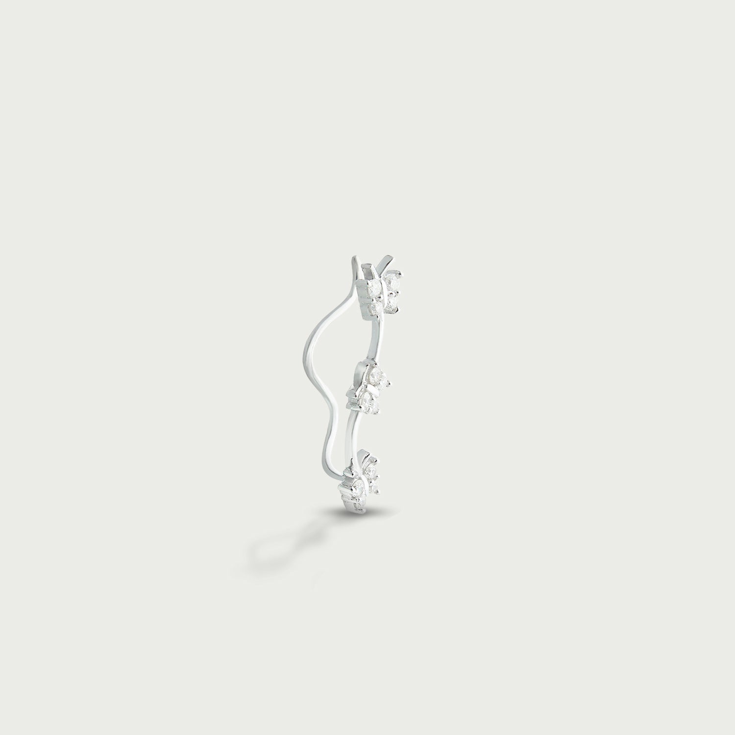 Triple Butterfly Diamond Crawler Earrings