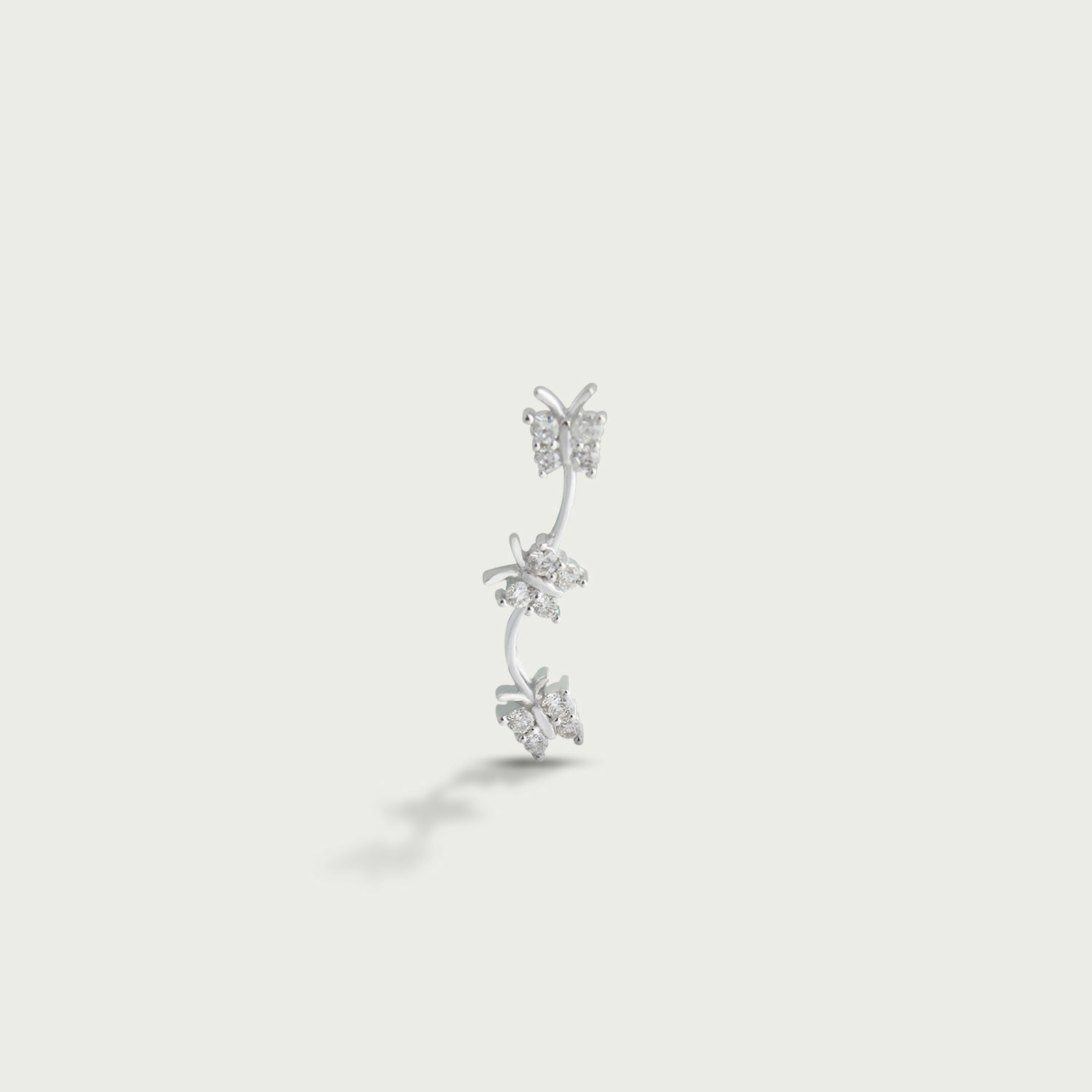 Triple Butterfly Diamond Crawler Earrings