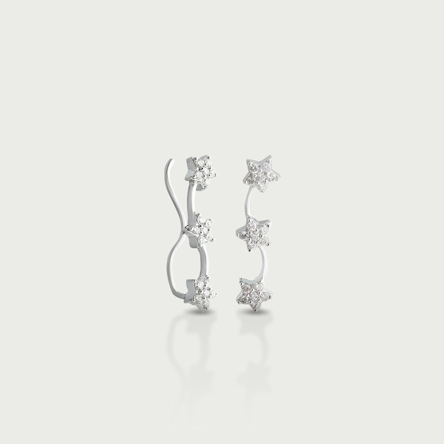 Triple Star Diamond Crawler Earrings