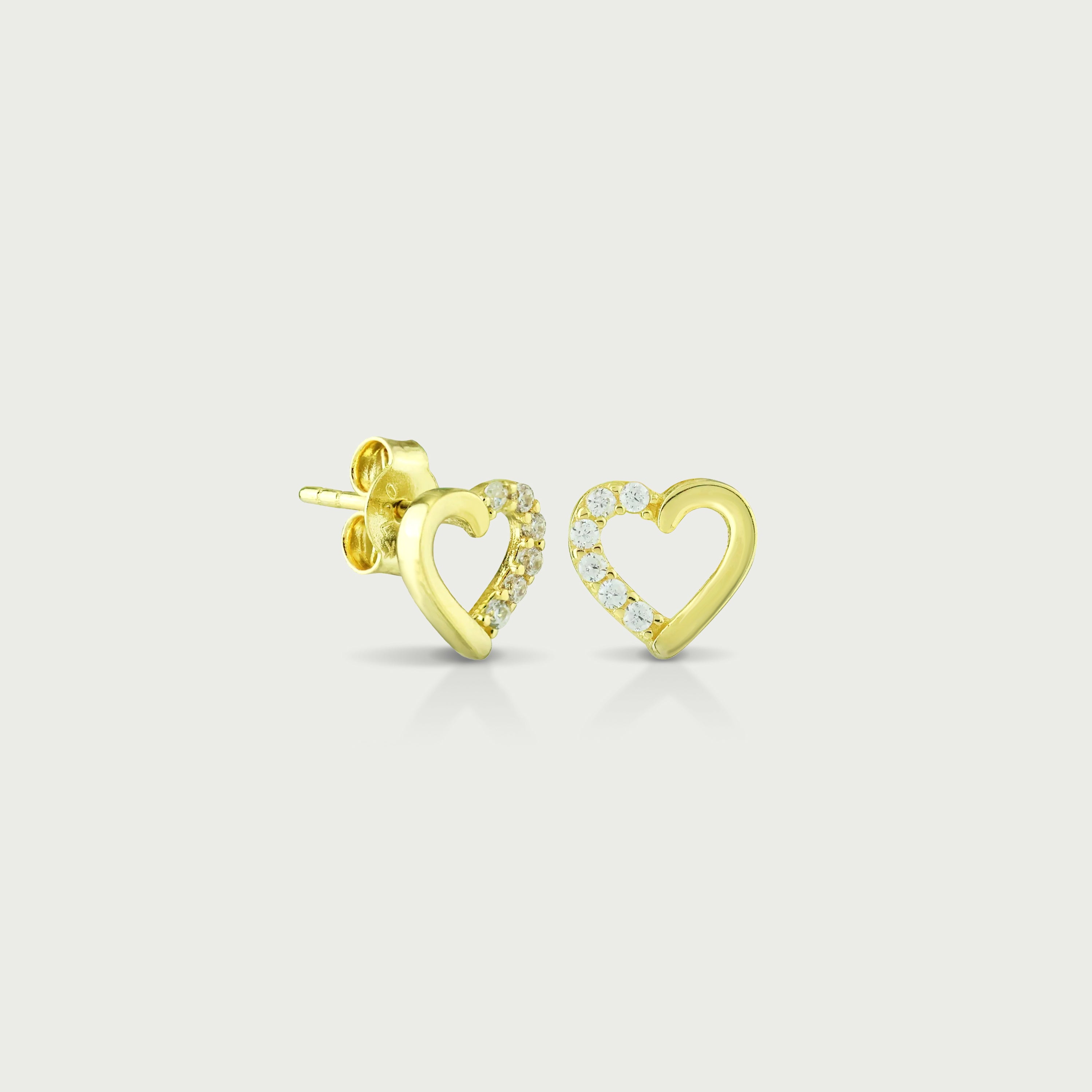 True Heart Gold Stud Earrings