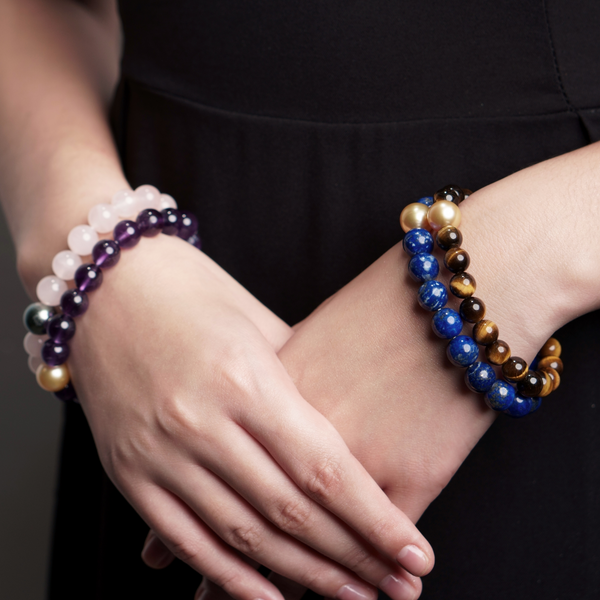 Amethyst Bead Bracelet with Golden South Sea Pearl