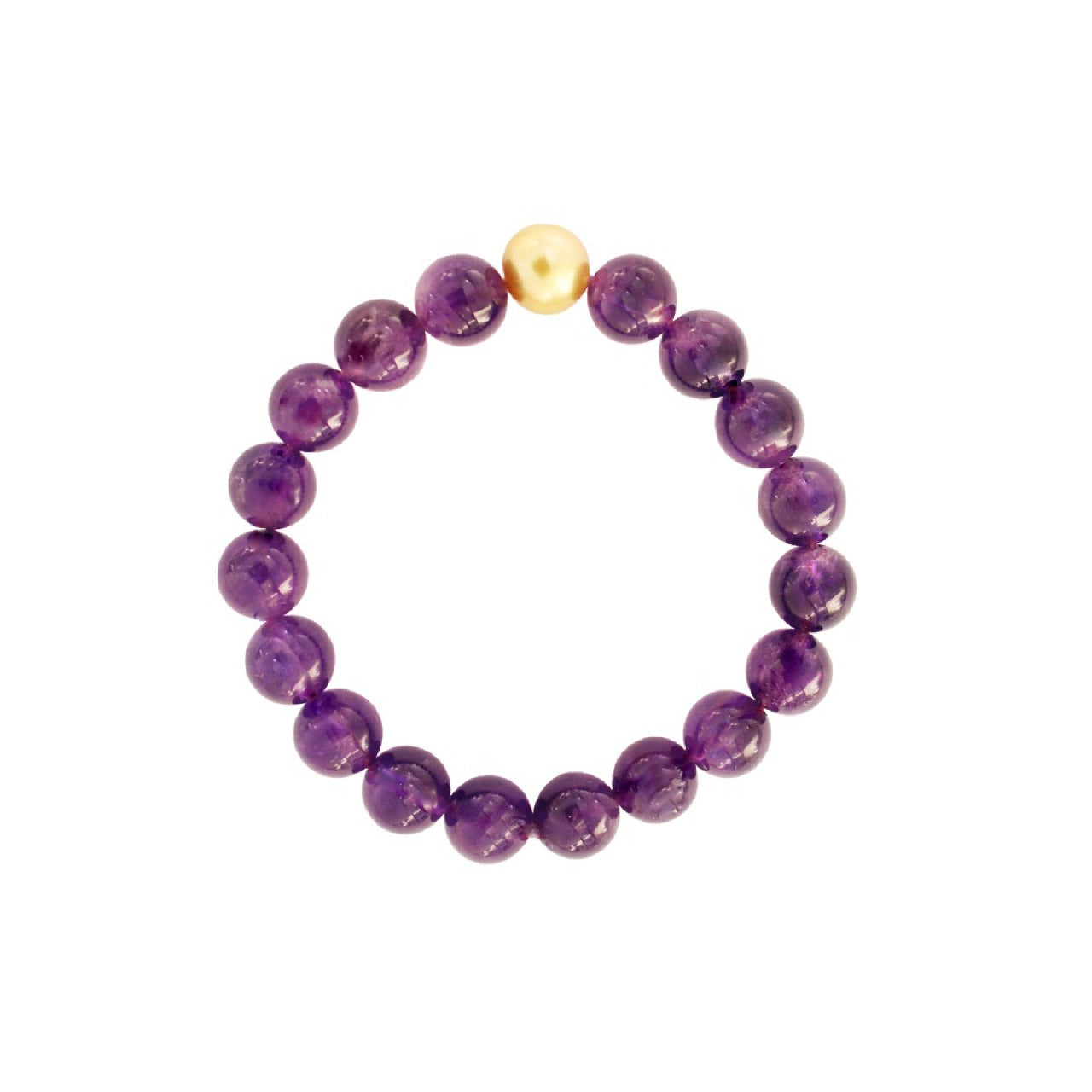 Amethyst Bead with Pearl Bracelet