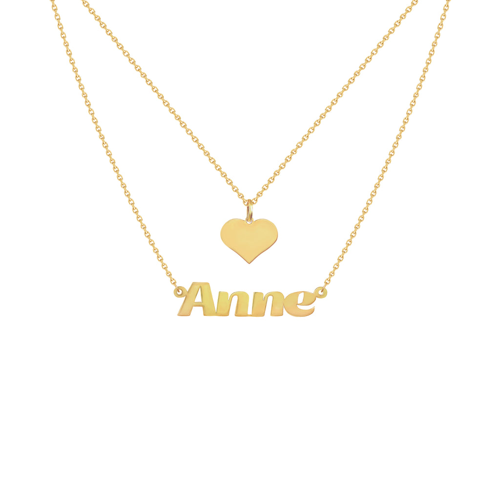 Renee Two-Layer Name Necklace in Yellow Gold