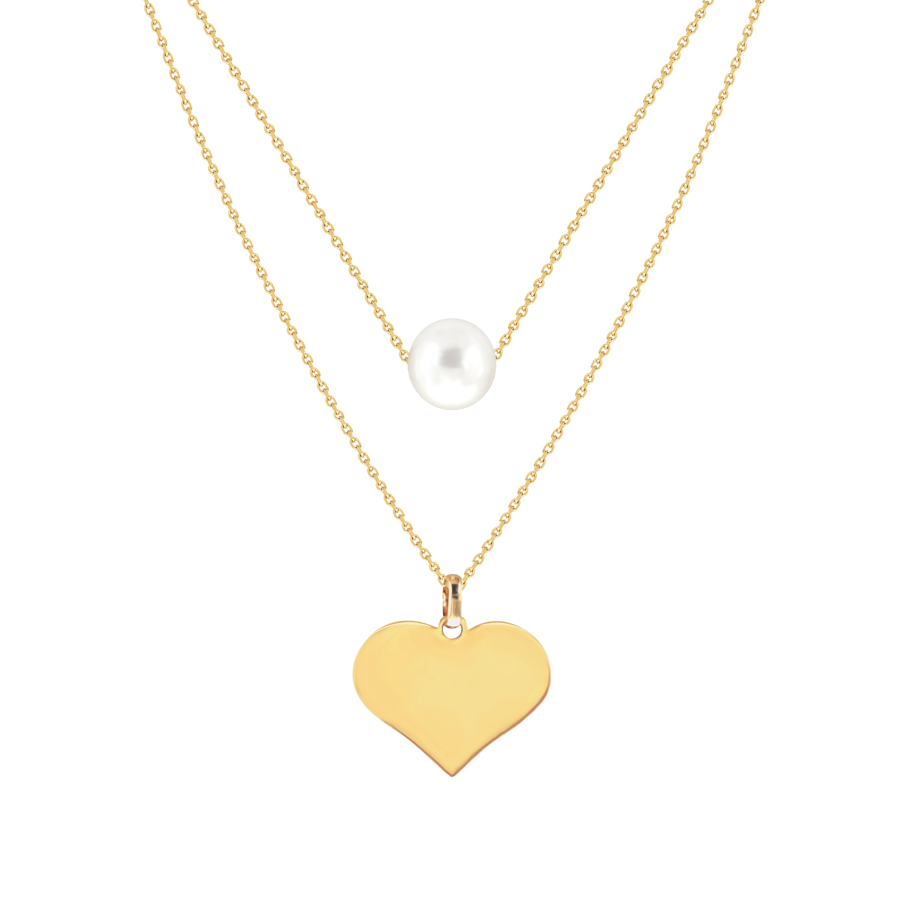 Margaux Two-Layer Pearl Necklace in Yellow Gold