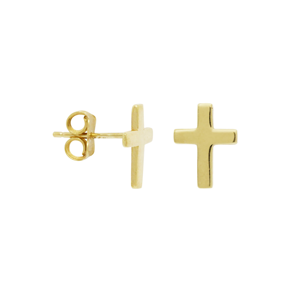 14K Italian Gold Cross Stud Earrings