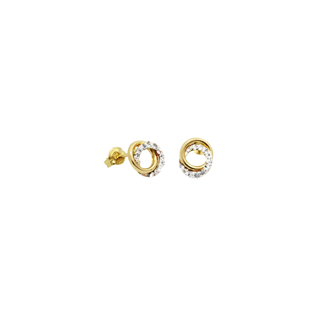 14K Italian Gold Knot Kids Stud Earrings with Cubic Zirconia