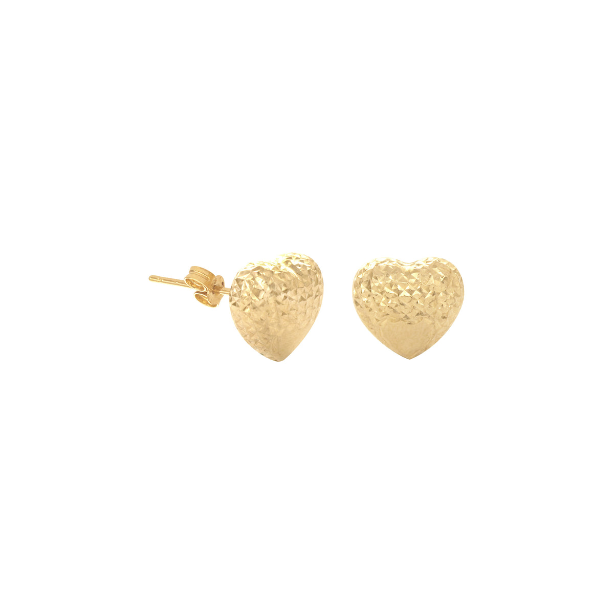 18K Saudi Gold Stud Heart Earrings  Royal Gem