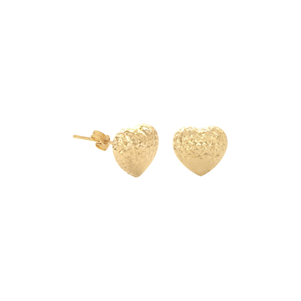 18K Saudi Gold Stud Heart Earrings