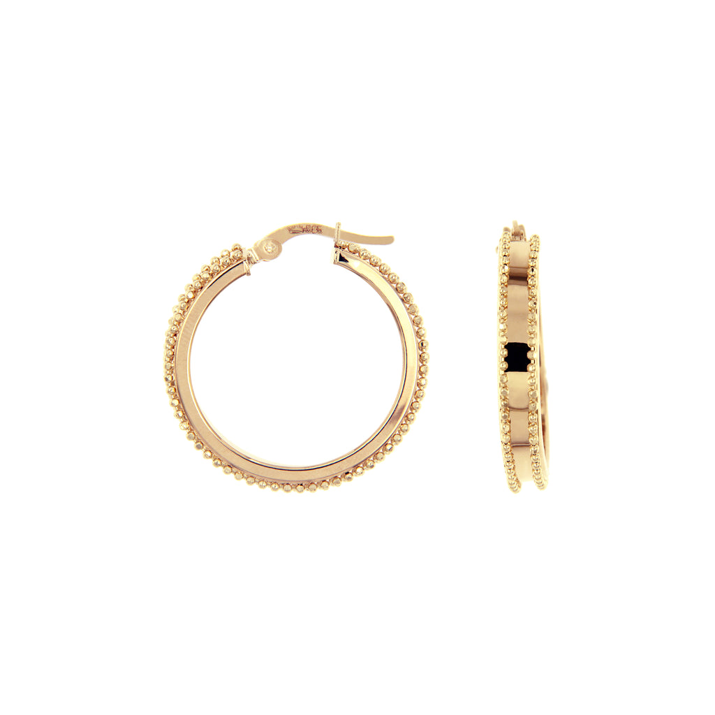 14K Italian Gold Sequined Hoop Earrings