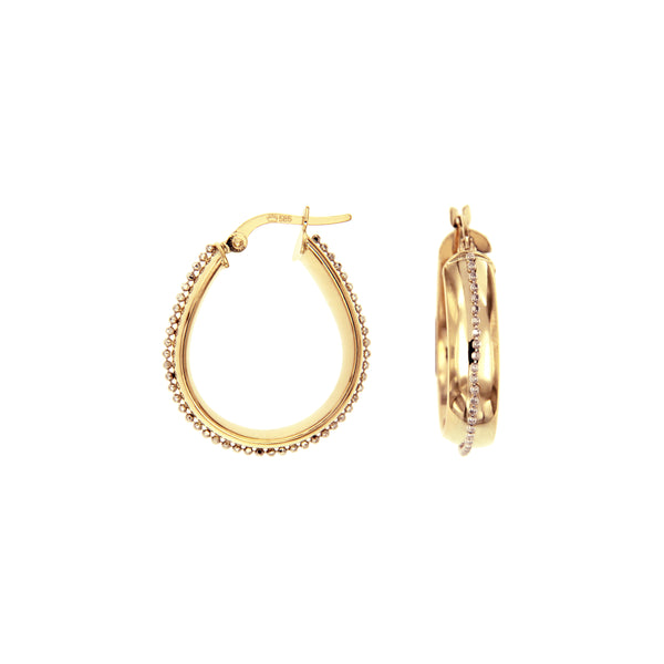 14K Italian Gold Sequined Hoop Earrings