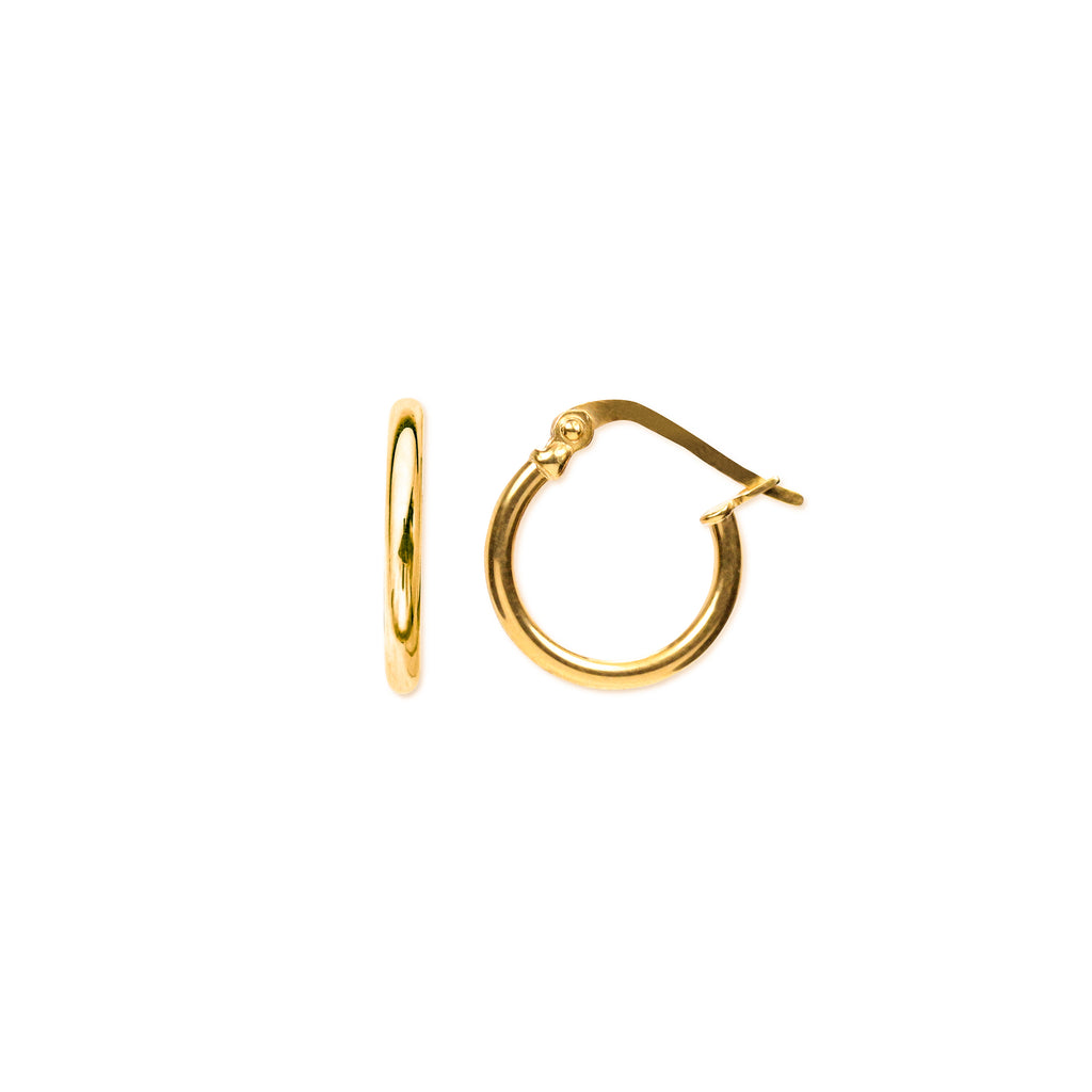 18K Chinese Gold 10MM Hoop Earrings