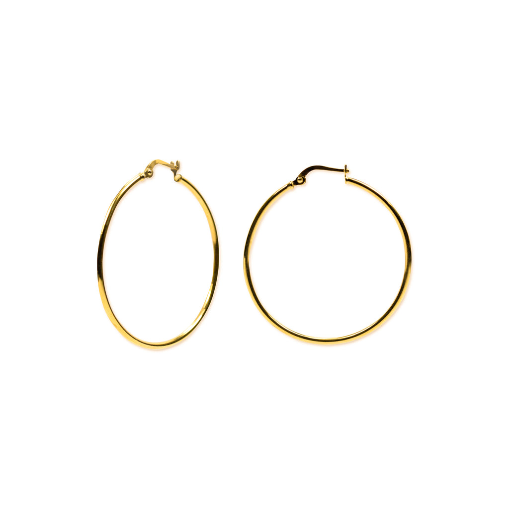 18K Chinese Gold 35MM Hoop Earrings