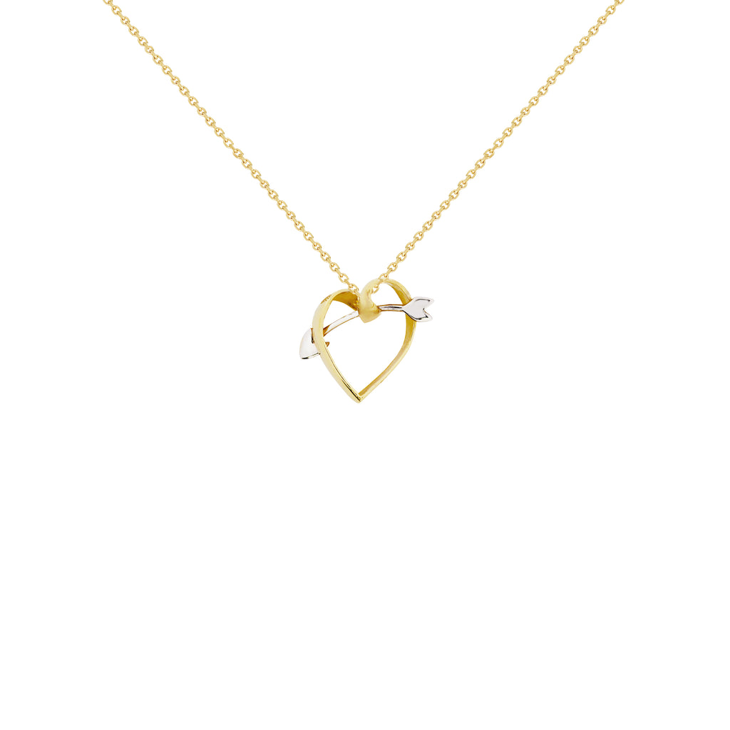14K Italian Gold Heart with Arrow Pendant