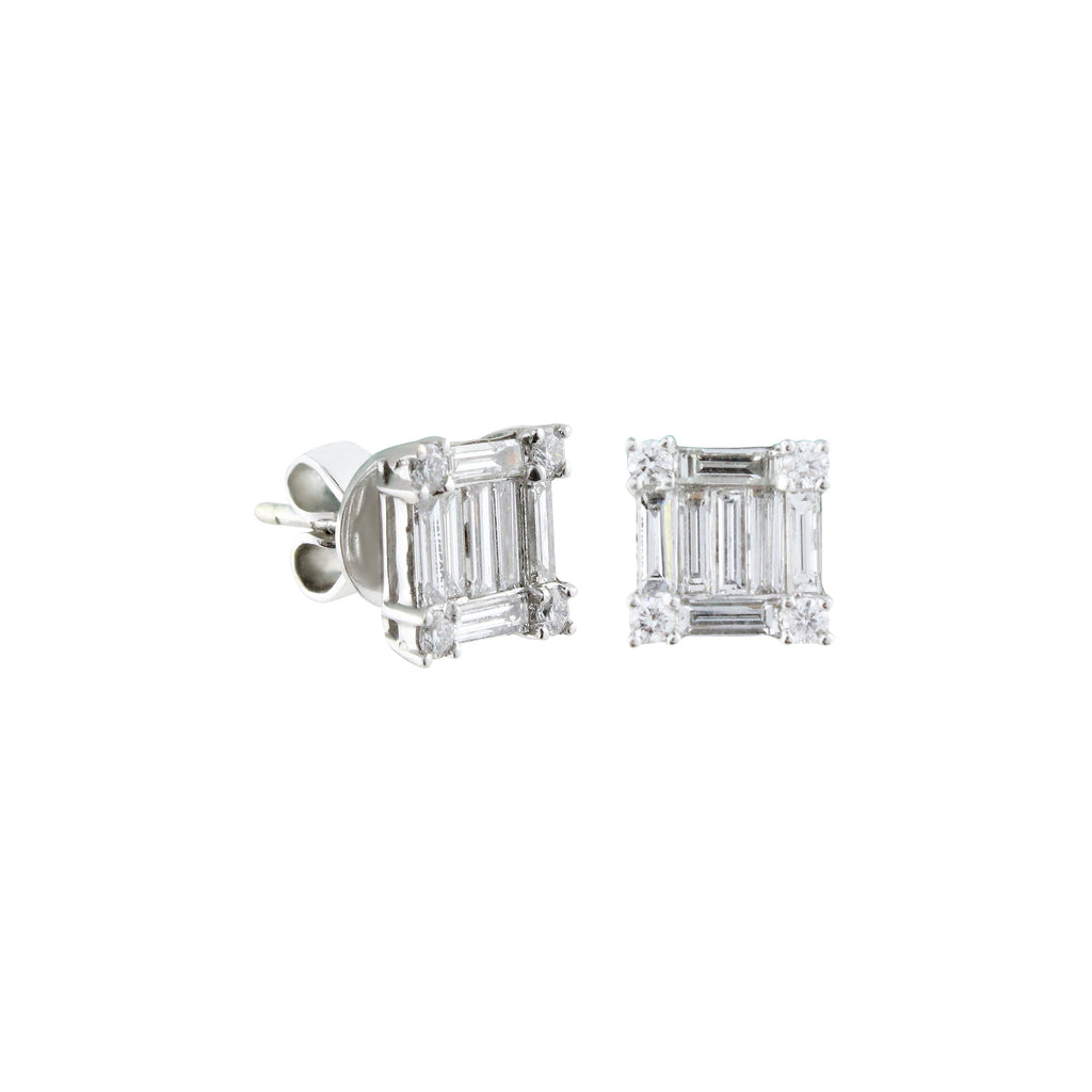 Emerald-Cut Diamond Stud Earrings