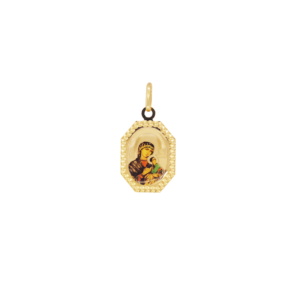 18K Saudi Gold Our Mother of Perpetual Help Image Pendant