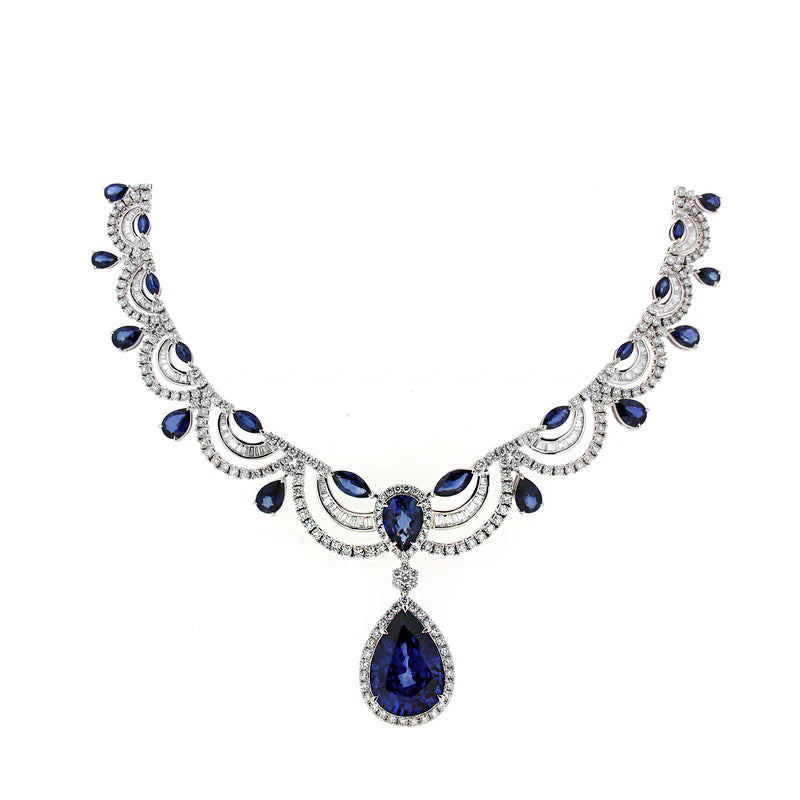 Azure Sapphire Drop Necklace