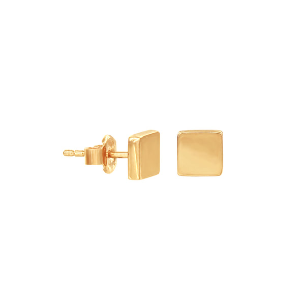 14K Italian Gold Square Stud Earrings