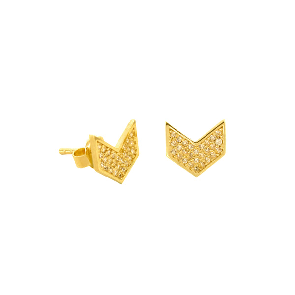 14K Italian Gold Fancy Cubic Zirconia Stud Earrings