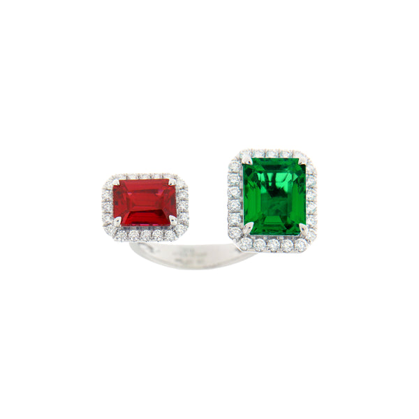 Emerald Triad Cocktail Ring