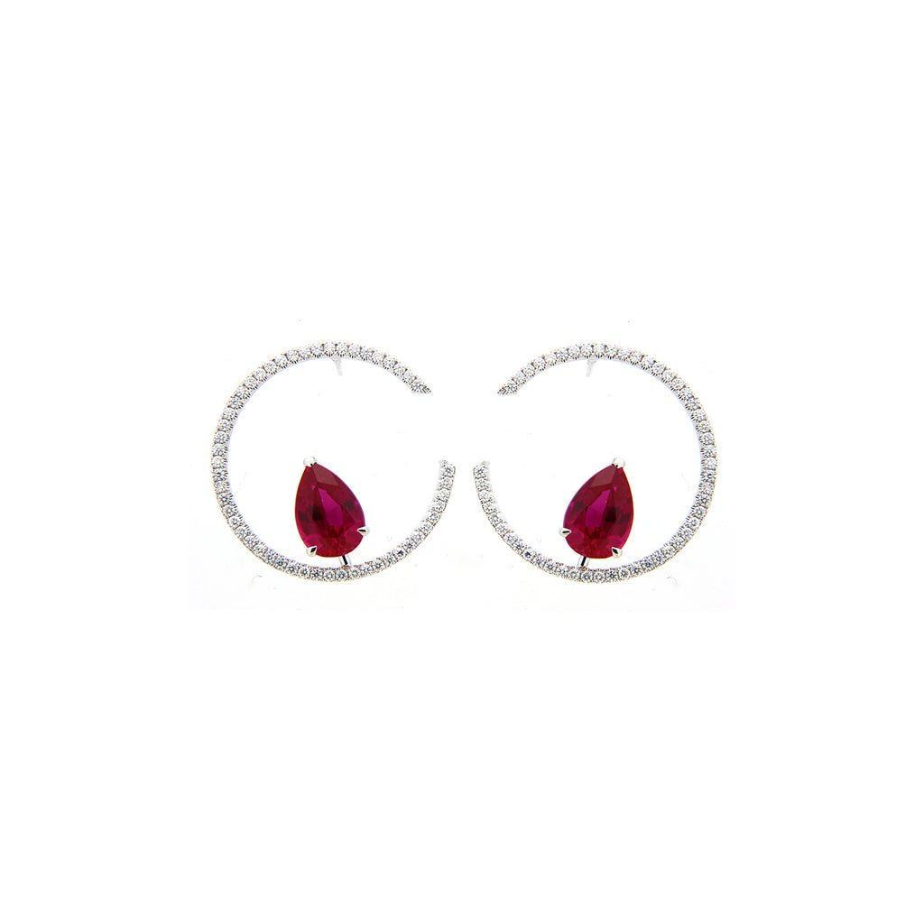 Opulent Rubies C-Hoop Earrings