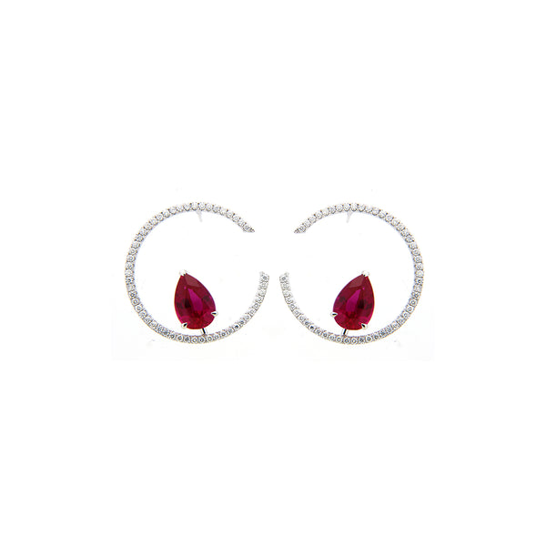 Opulent Rubies C-Hoop Earrings