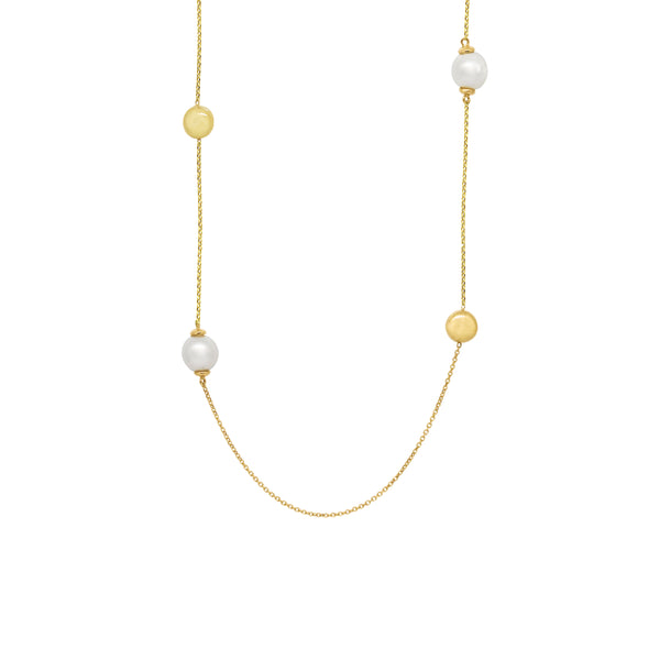 White South Sea Pearl Long Necklace in 14K Yellow Gold