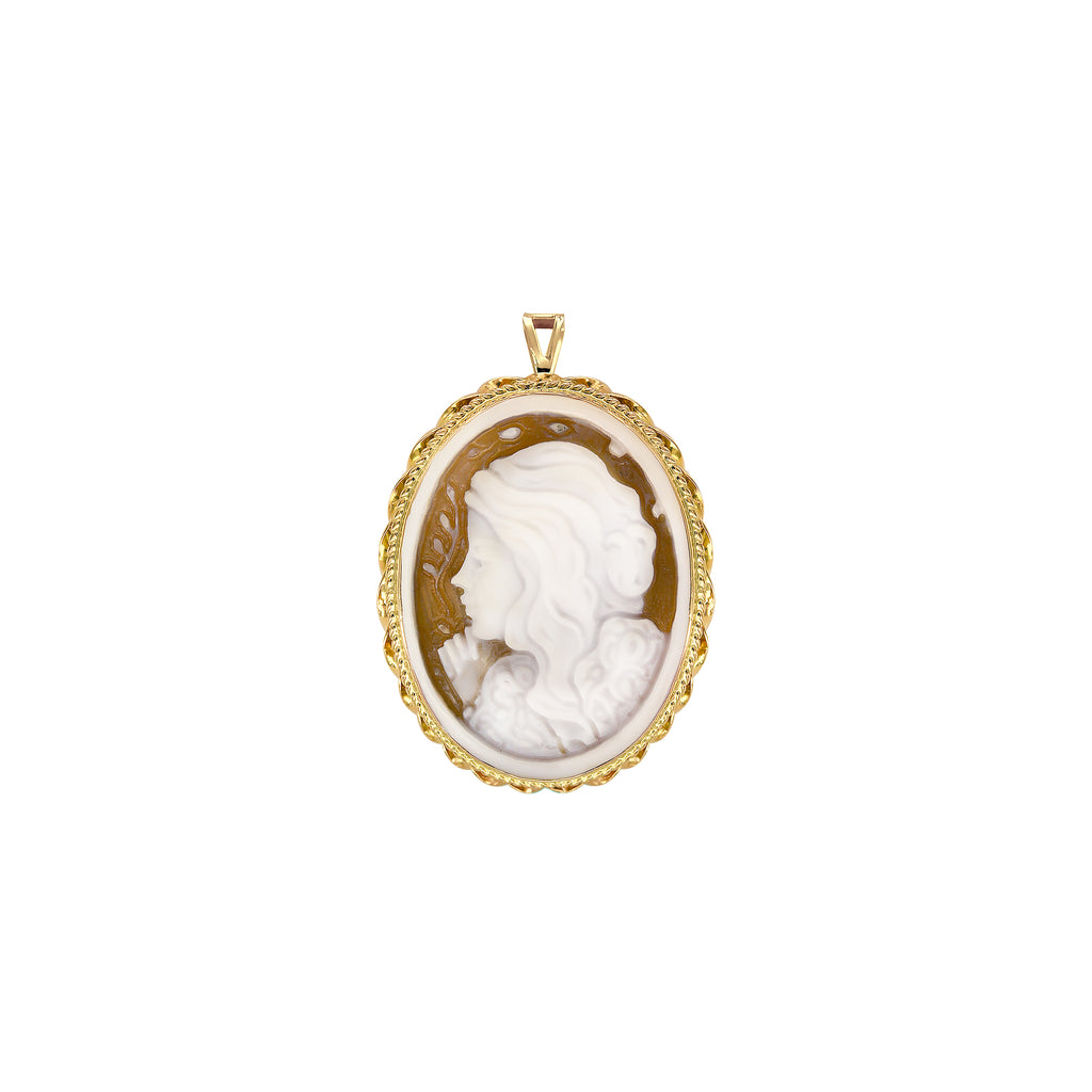 The Modern Muse Collection "PONDER" Conch Shell Cameo Pendant/Brooch