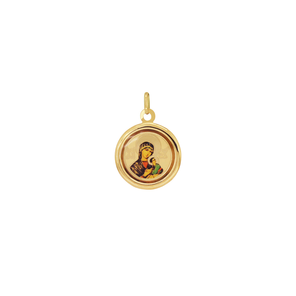 18K Italian Gold Our Mother of Perpetual Help Image Pendant