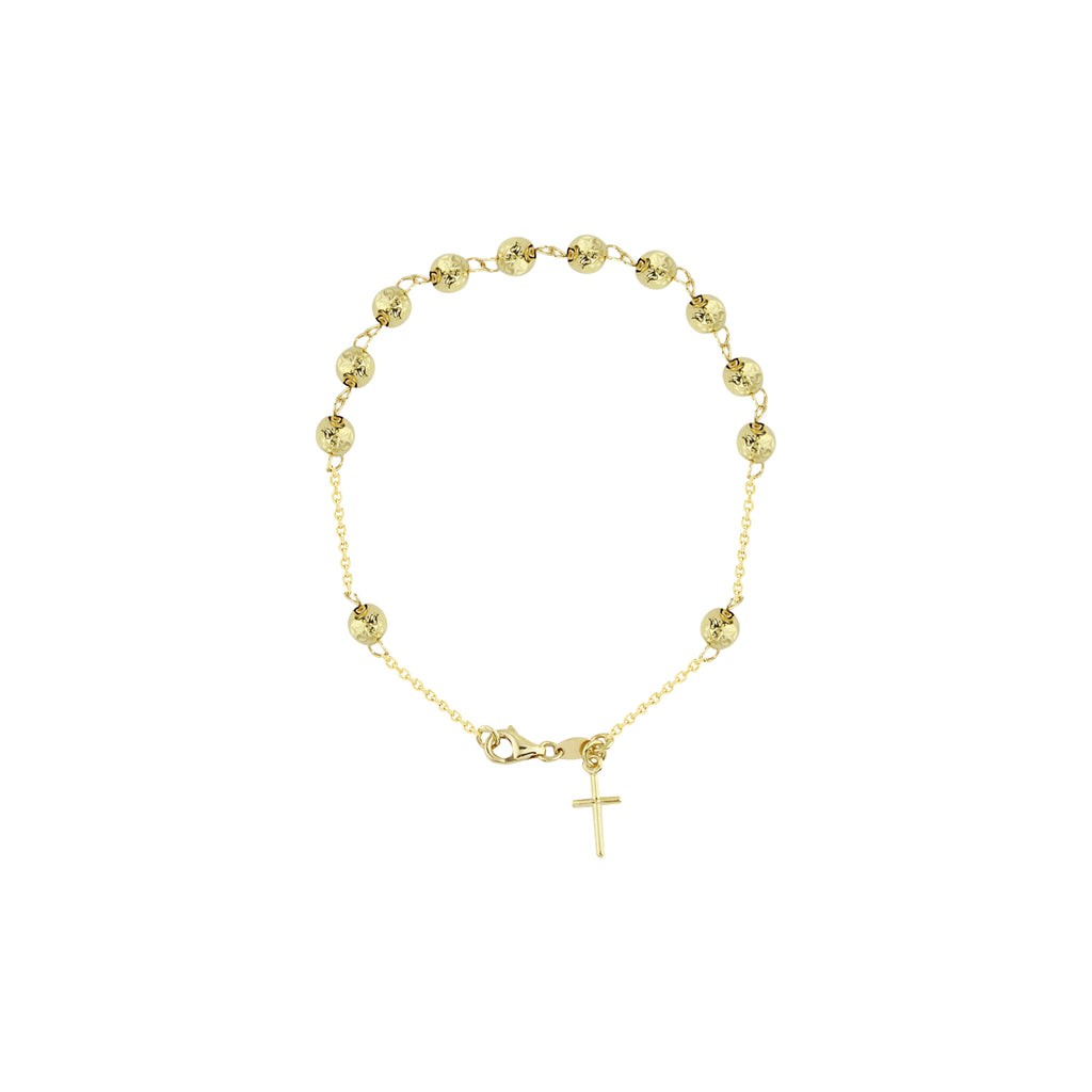 14k solid gold rosary bracelet with 10mm ball