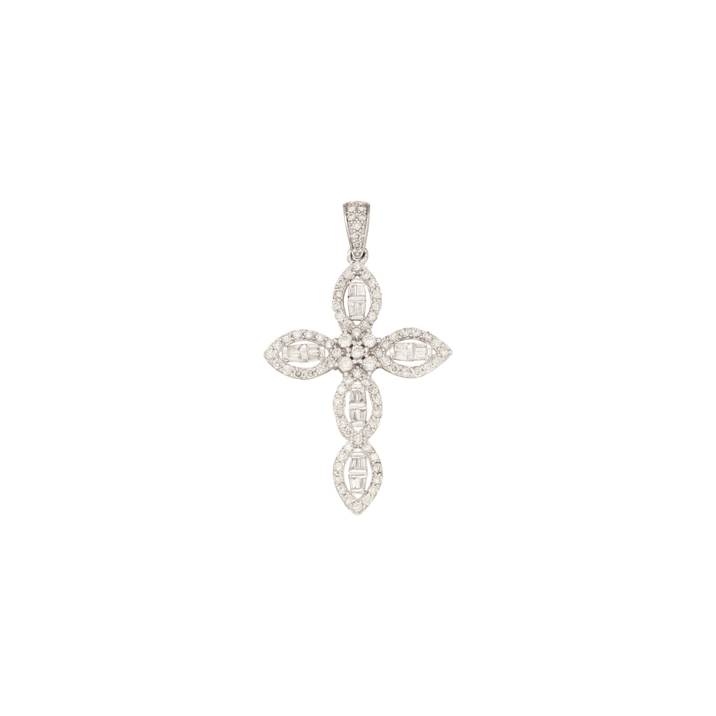 Cross Diamond Pendant in 18K White Gold