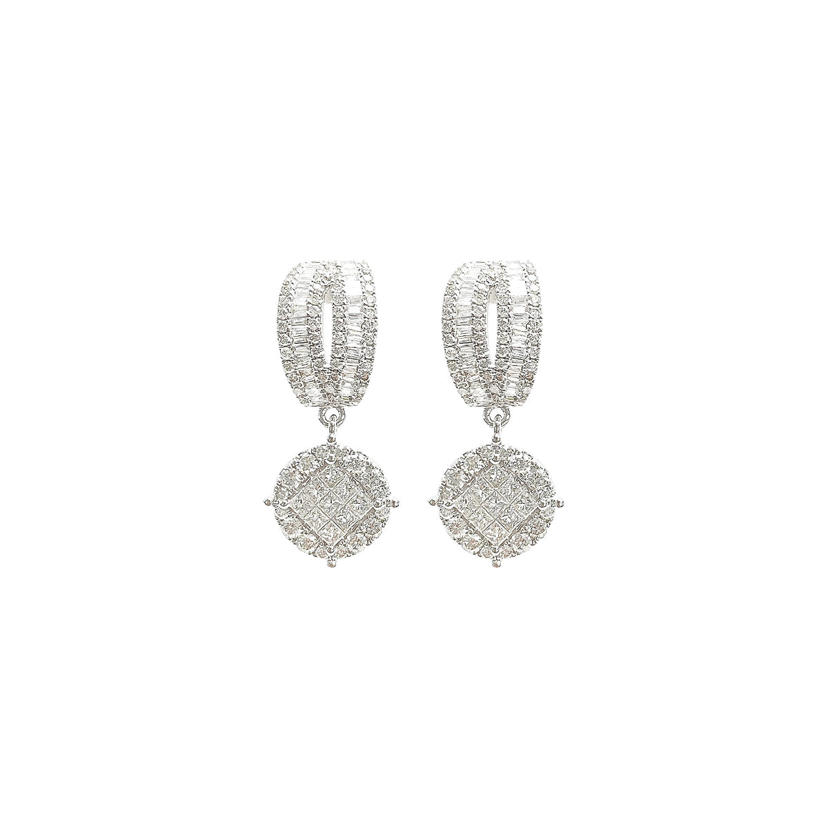 Round illusion hot sale diamond earrings