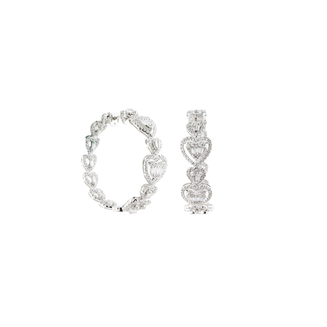 Heart Diamond Hoop Earrings