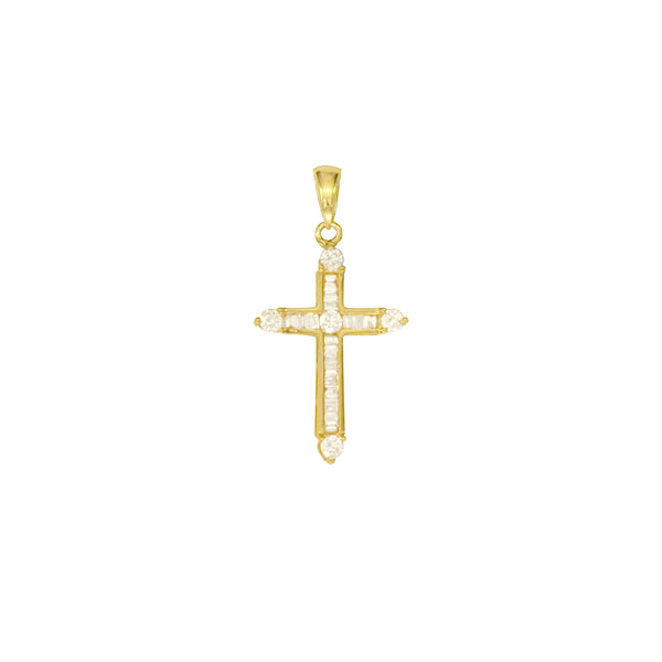 Diamond Baguette Cross Pendant in 18K Yellow Gold