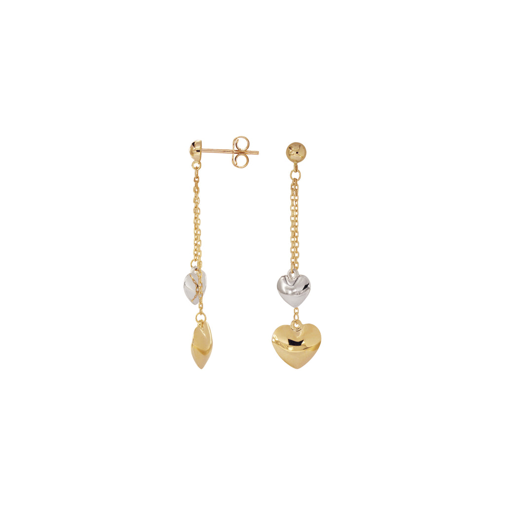 18K Italian Gold Heart Dangling Earrings