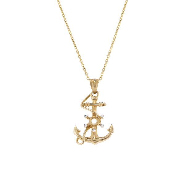 14K Italian Gold Necklace with Anchor Pendant