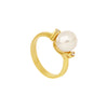 White South Sea Pearl Ring in 14K Yellow Gold and 0.08ct Diamonds