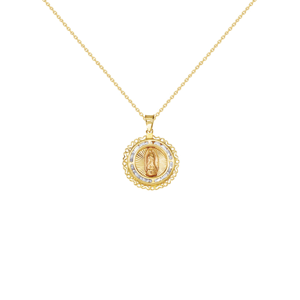 14K Italian Gold Necklace with Mary Pendant
