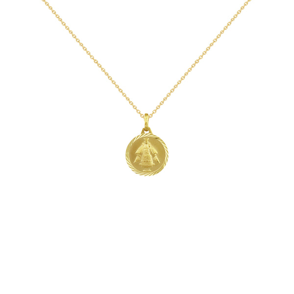 14K Italian Gold Necklace with Reversible Sacred Heart and Sto. Nino Pendant