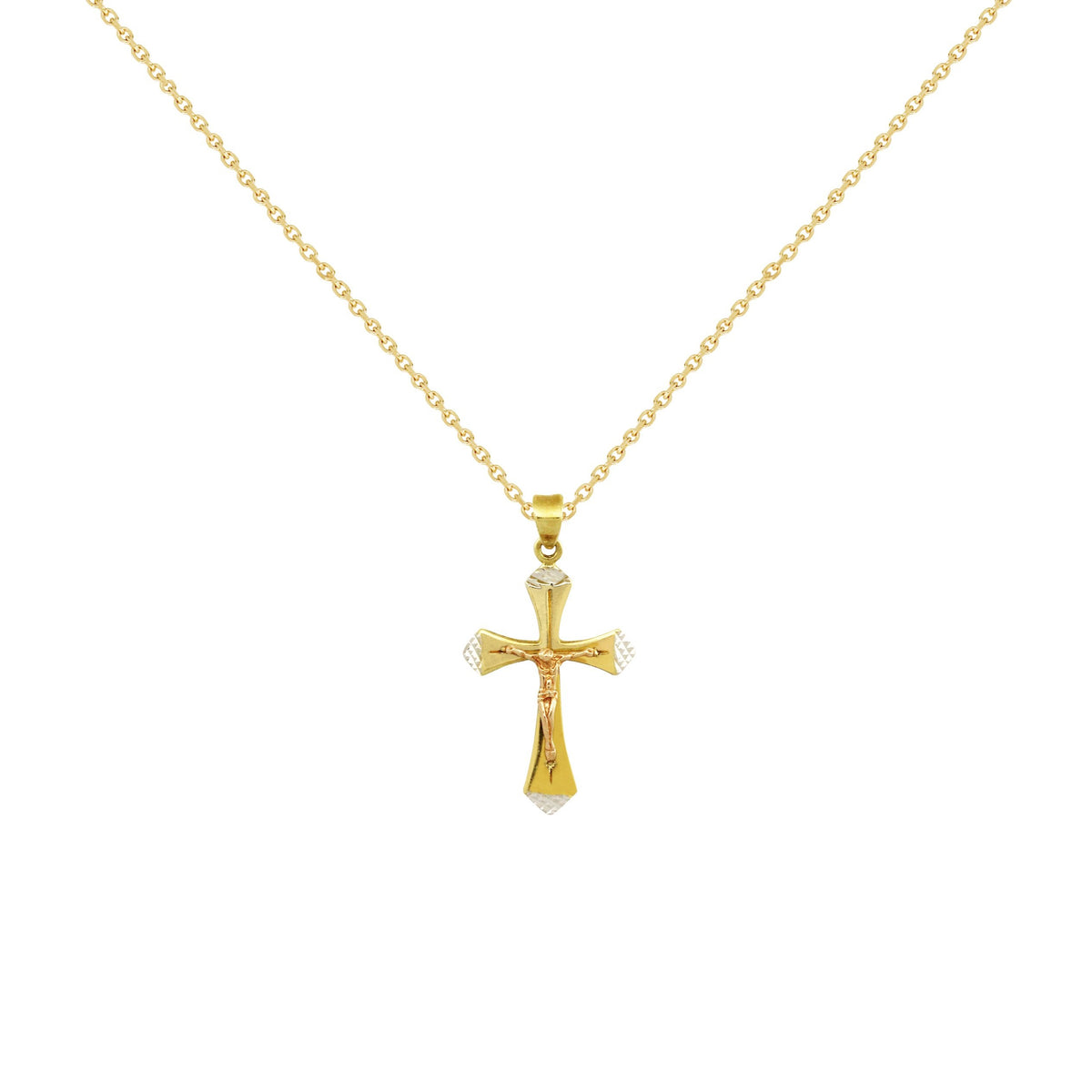 Italian 14K Gold Crucifix Pendant for Men
