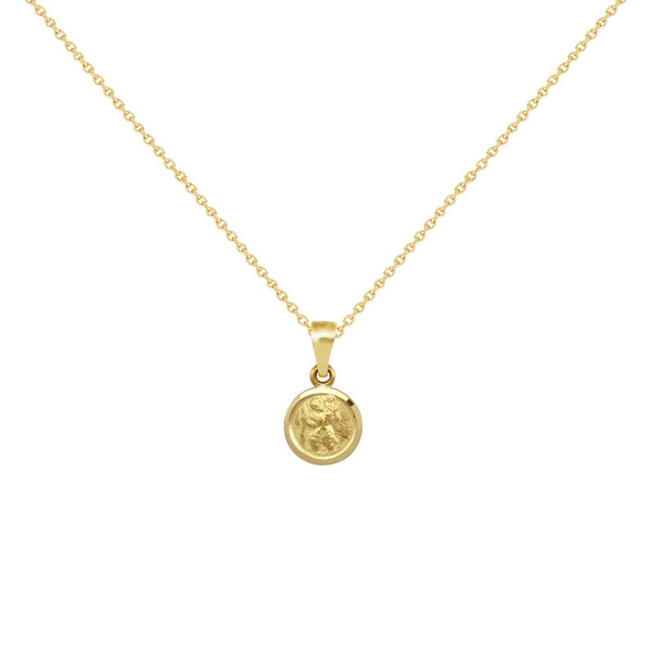 14K Italian Gold Necklace with St. Christopher  Pendant