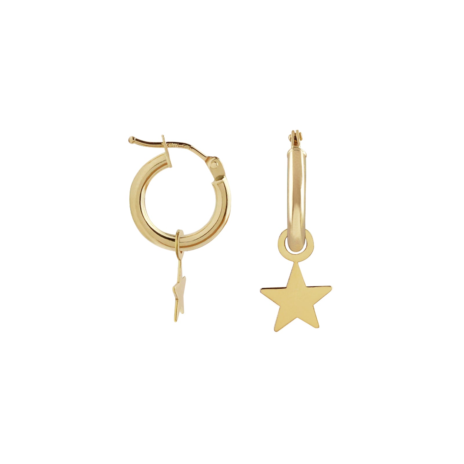 Hoop Earrings with Removable Engravable Star Charm