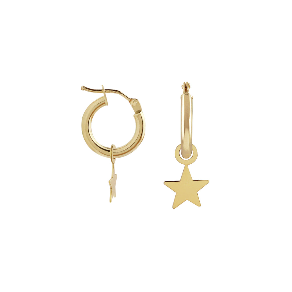 Hoop Earrings with Removable Engravable Star Charm