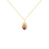 14K Italian Gold Necklace with Sacred Heart and Mary & Jesus Pendant