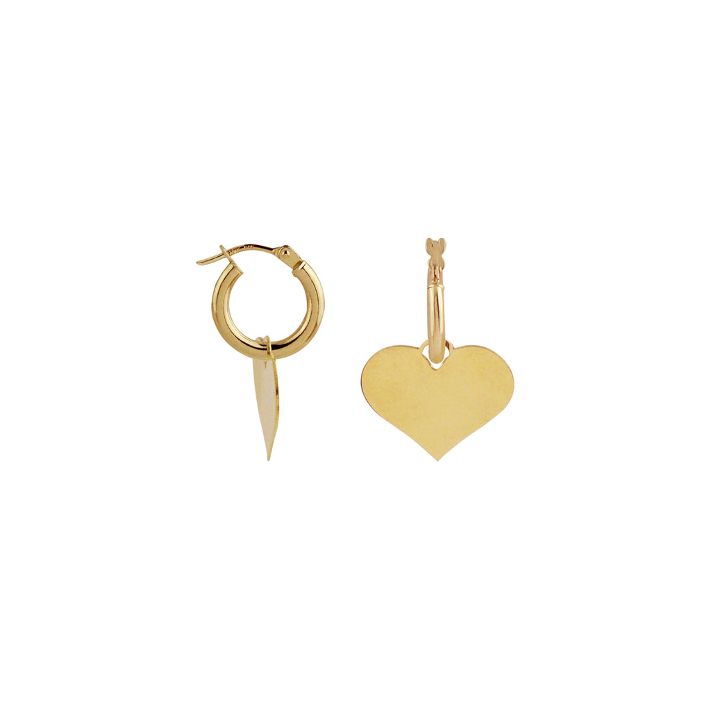 Hoop Earrings with Removable Engravable Big Heart Charm