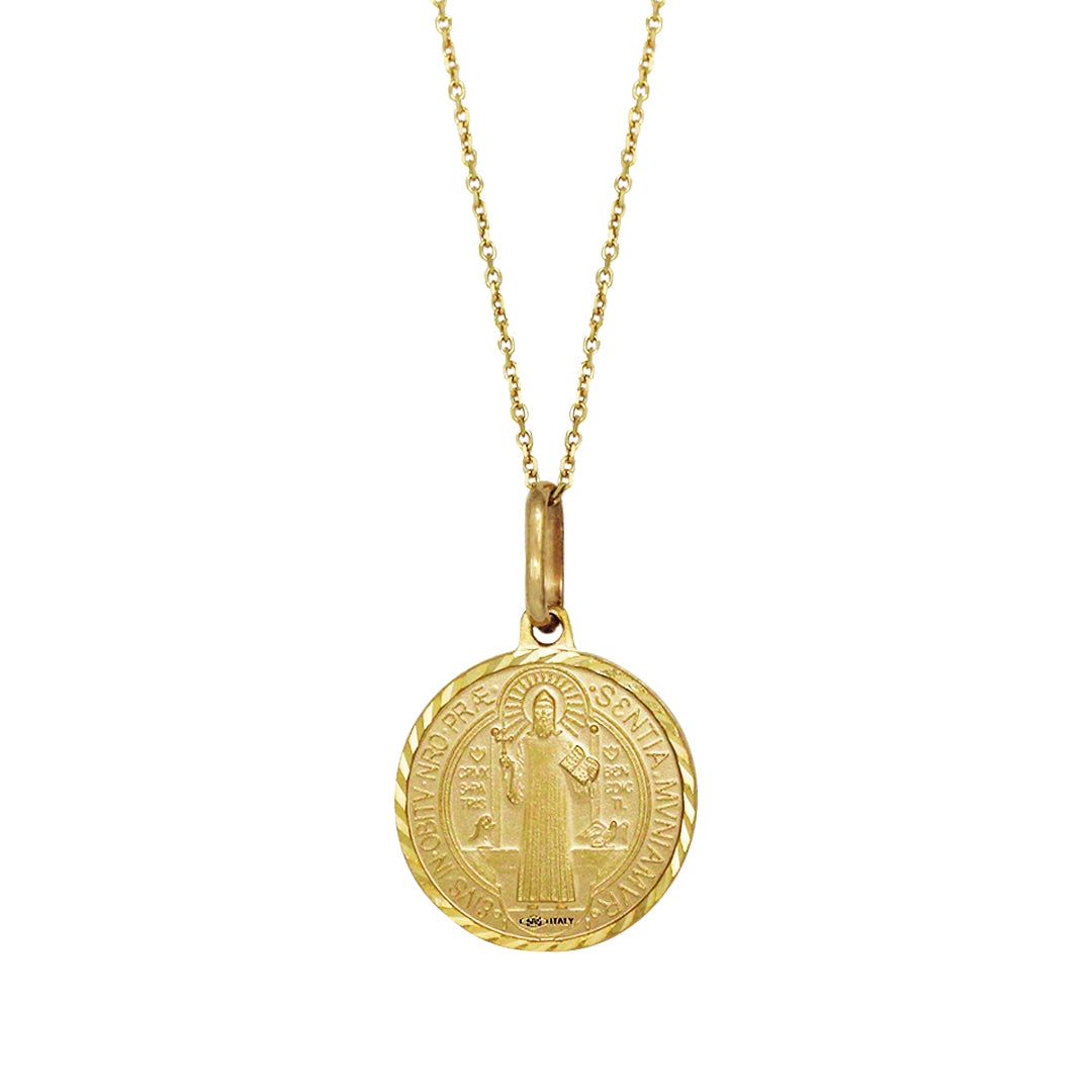 Gold Saint Benedict Cross Necklace for Men Women, 18K Gold Plated Round St  Benedict Pendant Necklace Coin Medallion Necklace Talisman Amulet Jewelry |  Amazon.com
