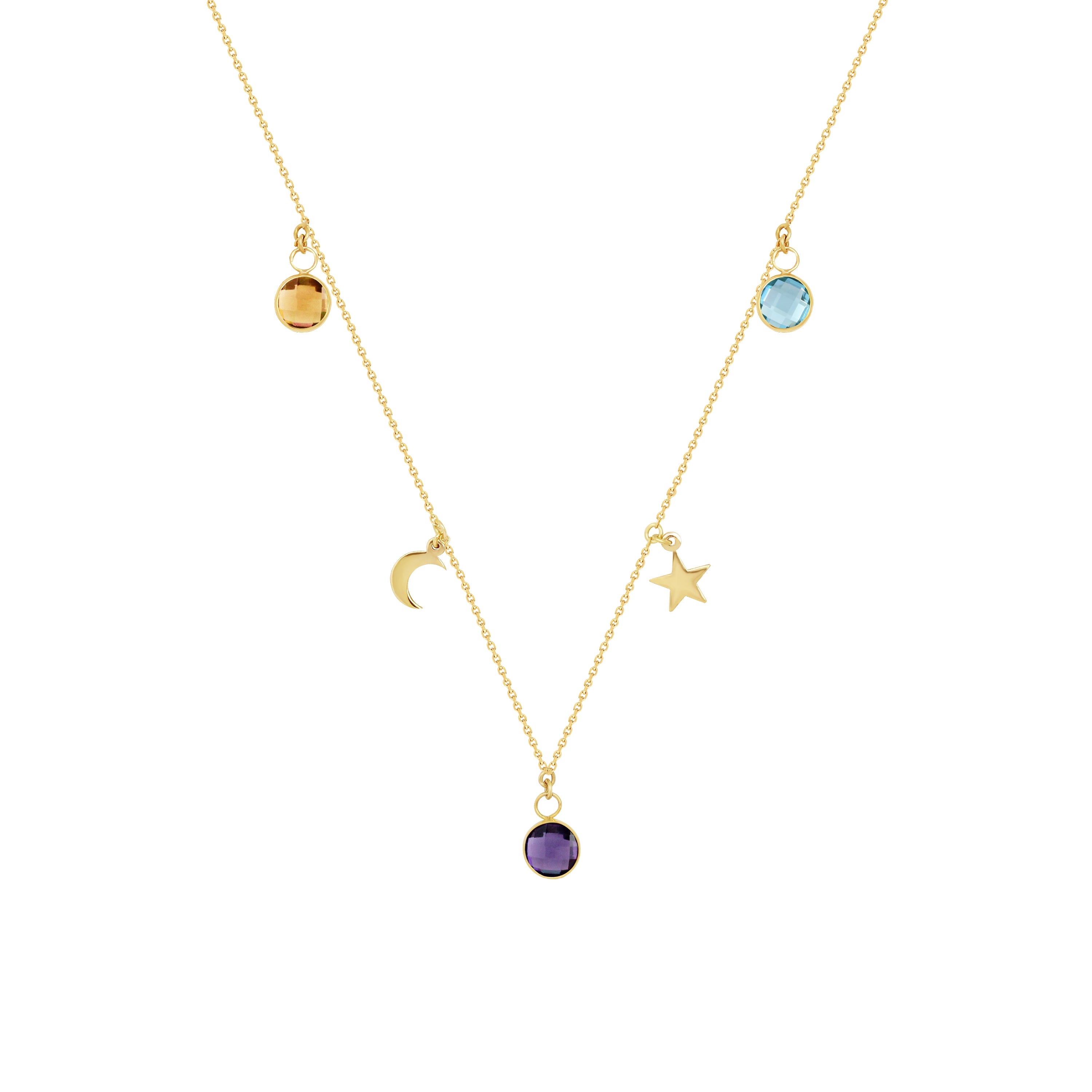 Celestial Necklace with Birthstone Charms